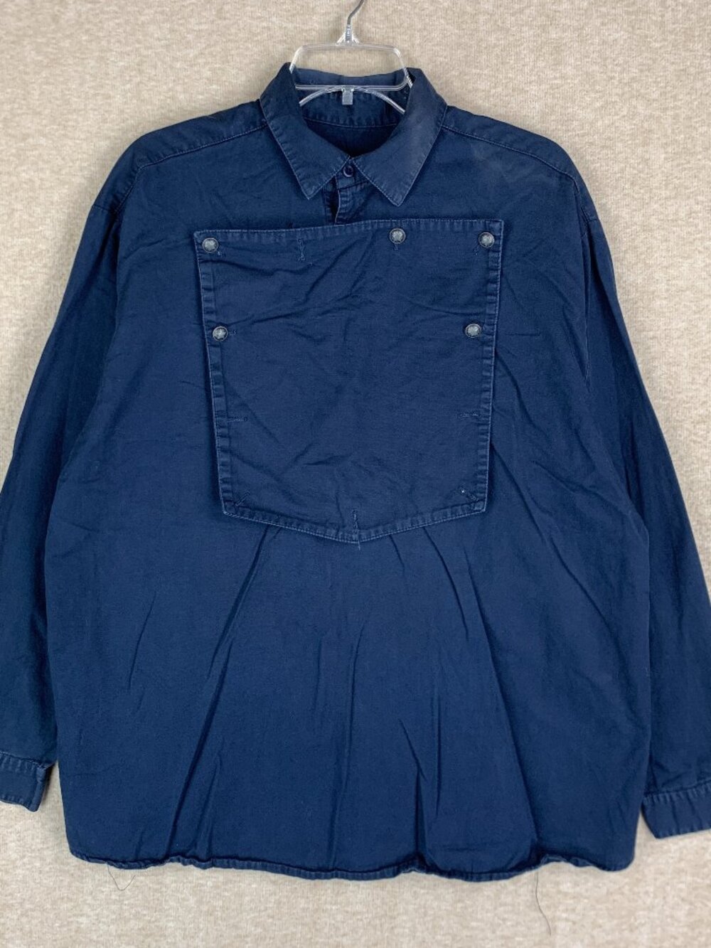 Vintage Palo Duro Shirt Men's L Blue Bib Frontier Panhandle Slim 100% Cotton
